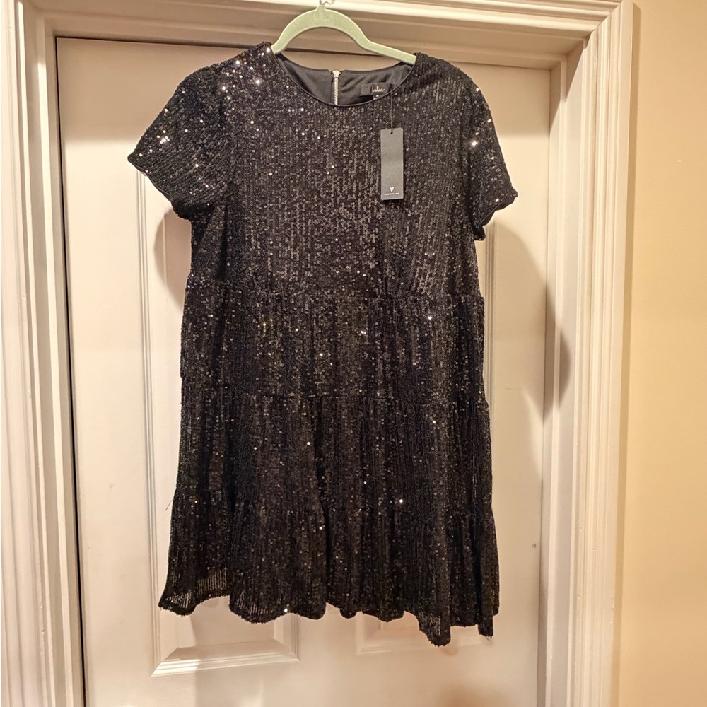 Lulu's Shimmering Black Sequin Dress - Picture 2 of 9